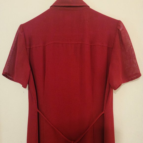 Plaza South Petite Ladies Red Dress Size 8p Midi Length - Picture 6 of 11